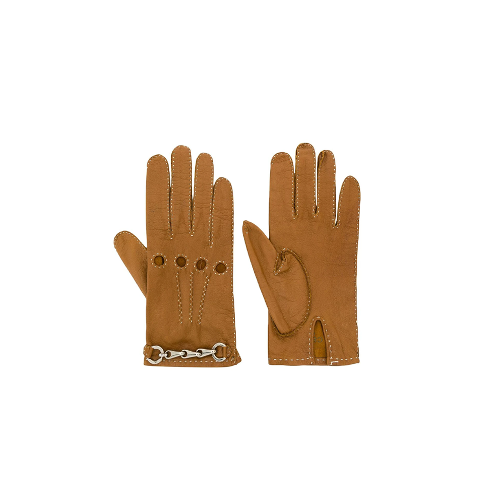 Celine Tan Brown Leather Gloves
